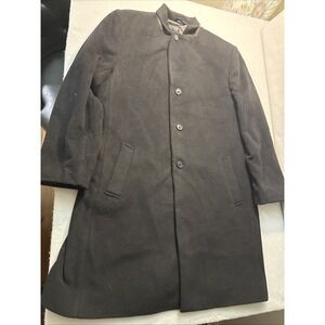 Hathaway Platinum Mens Wool Cashmere Overcoat 46R Black Dressy Classic Old Money
